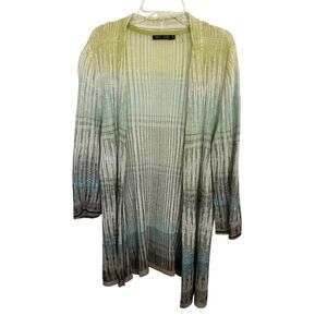 Nic + Zoe Linen Blend Mesh Open Front Long Line Cardigan Size PM Beachy